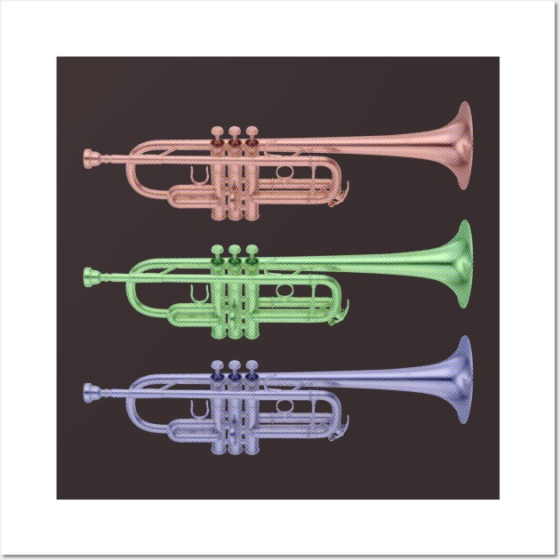 RGB Color Half-tone Trumpets Wall Art by Dawn Anthes